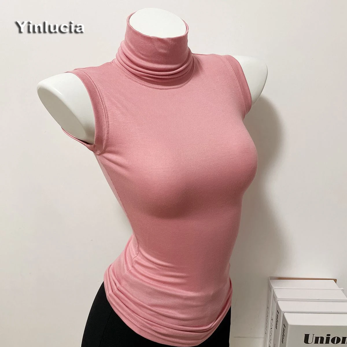 2pcs Sexy Slim Waist Good Figure Sleeveless Innerwear Shirt Soft High Collar Tops Women Blouses Girlfriend Pullover Street Tee