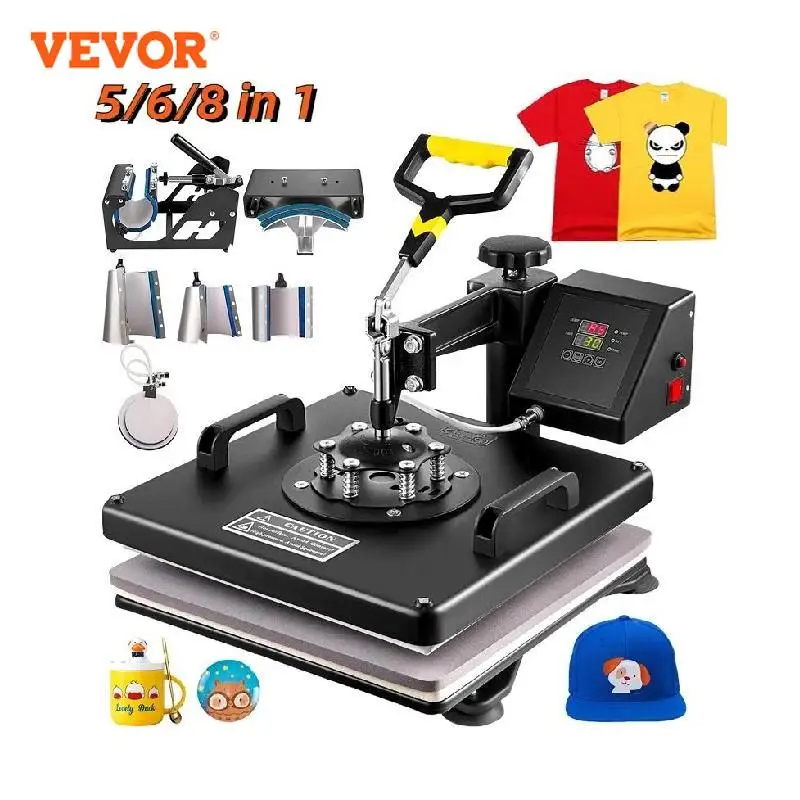 VEVOR Combo Heat Press Machine 5/6/8 in 1 30*38CM 38*38CM Muntifunctional Sublimation Printer Transfer for Mug Hat Plate T-Shirt