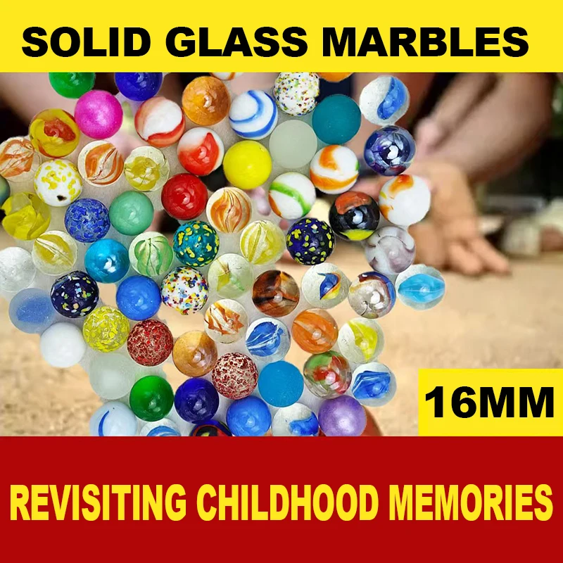 16mm Glass Ball Children's Toy Playing Marbles Nostalgic Classic Game Activity Prop Solid Marble Flower Pot Fish Tank Decoration