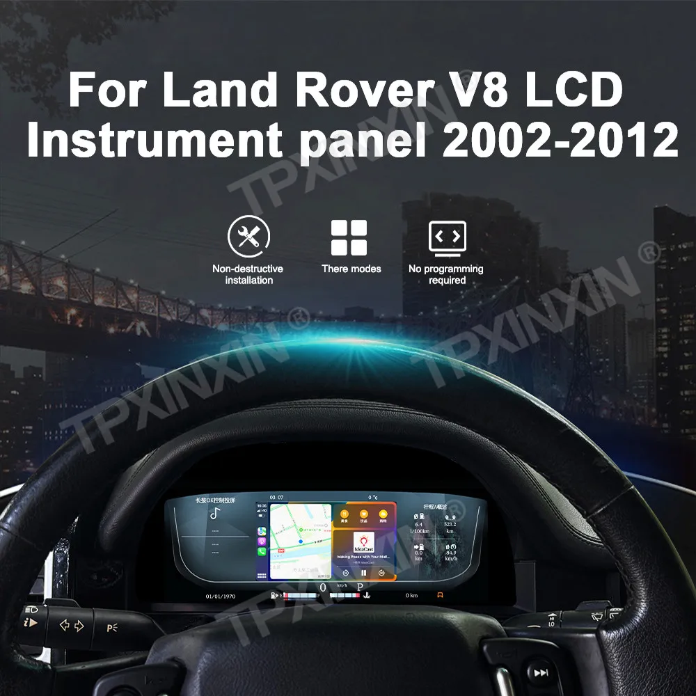 12.3 Inch HD For Land Rover V8 2002-2012 LCD Instrument Pane Full LCD Digital Cluster Speedometer Odometer Dashboard Display