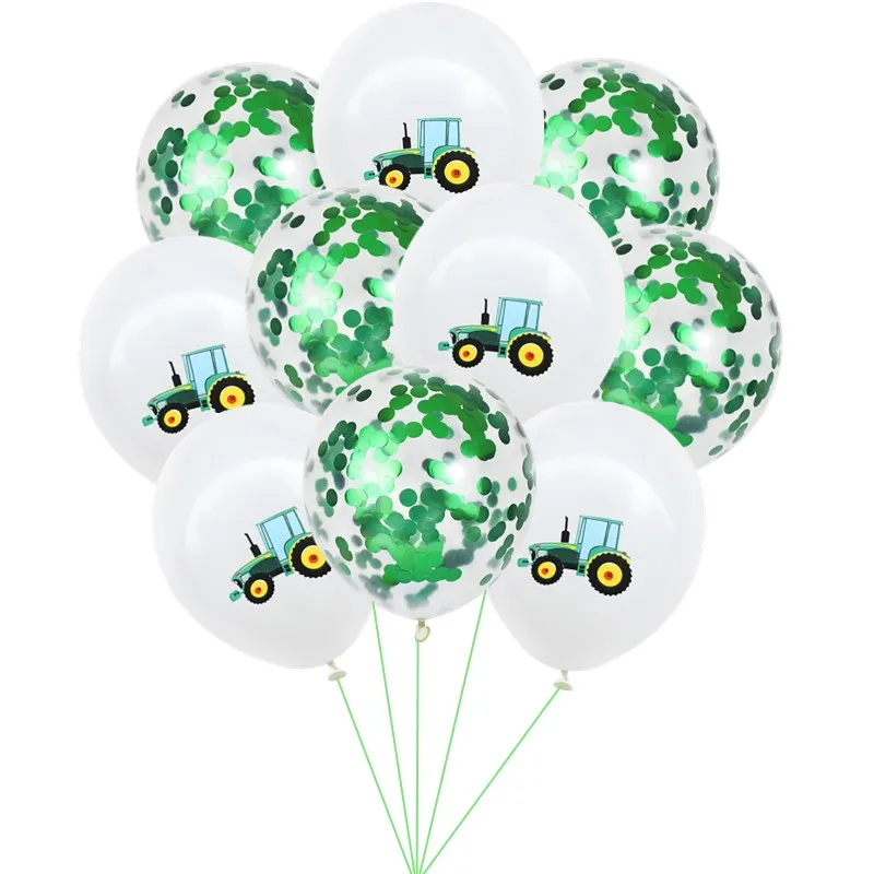 10/30Pcs Traktor Bagger Latex Ballons Für Bau Party Engineering Thema Geburtstag Dekorationen Konfetti Glitter Globos – Detail 6