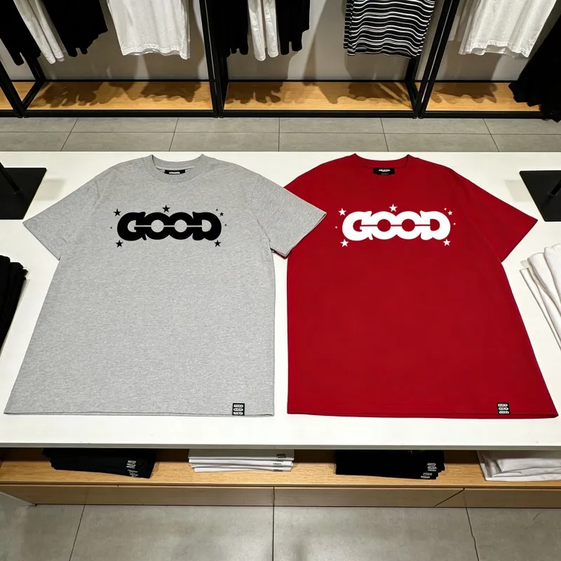 Connect Artistic Letter Good Logo Round Neck Short Sleeve Men Women GOODBRAND Tshirts Fashion Street Summer Tops Outfit