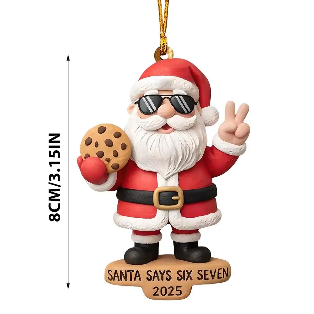 عيد الميلاد 67 الاكريليك زخرفة سانتا يقول ستة سبعة عيد الميلاد زخرفة 2025 2D الاكريليك مضحك 67 ميمي الحلي الجدة 6 7 ديكور