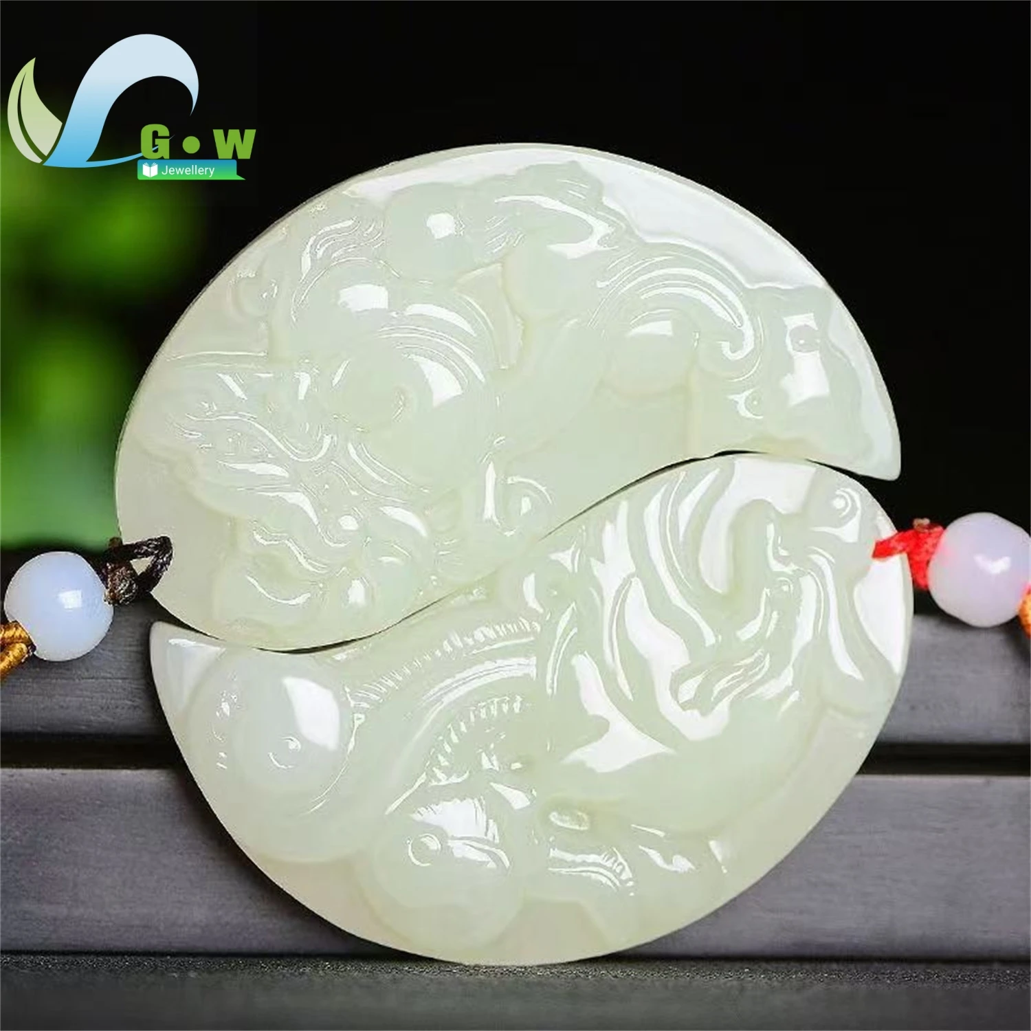 Natural Hetian Jade Dragon Phoenix Couple Pendant Set Green Jade Matching Hanging Ornament Unisex Ethnic Style Jewelry Gift