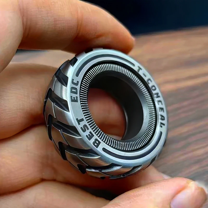 

Mechanical C paragraph ring EDC decompression toy fingertip gyro ratchet ring black technology gyro decompression toy man