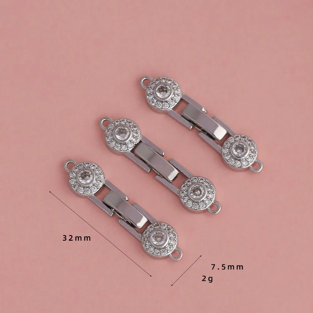 4PCS Brass Material Bracelet Clasps Inlaid Zircon Lobster Claw Lock Jewelry Fasteners Pearl Accent DIY Bracelet Findings