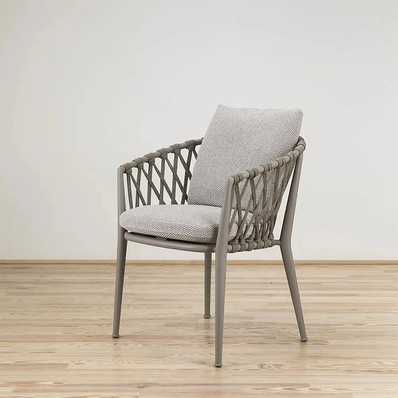 

Modern Outdoor Restaurant Dining Chairs Hotel Patio Aluminum Outdoor Chair Rope Garden Chair