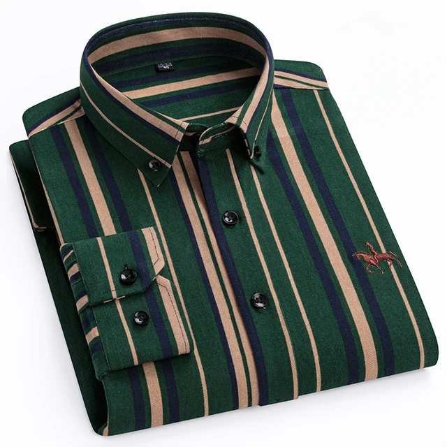 Plus rozmiar 6XL 100% bawełna koreańska moda koszule z długim rękawem dla mężczyzn slim fit formalna zwykła koszula w paski ubrania w kratę w pepitkę