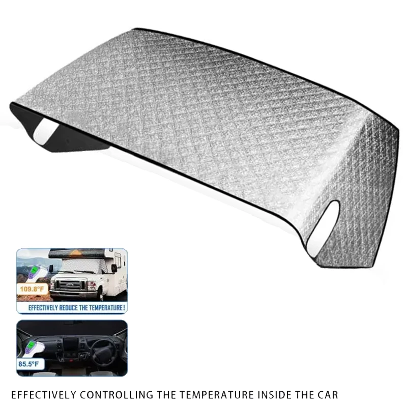 

Motorhome Front Window Sunshade Cover Accessories For C-Class Ford E450 RV Window Snow Cover Durable 4 Layers Mirror Cutouts