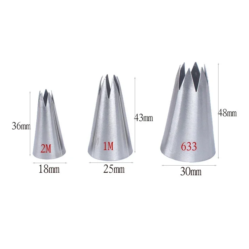 2M#1M#633#Stainless Steel Icing Piping Nozzles DIY Flower Cream Nozzles Cake Decoraitng Tools Chocolate Cupcake Pastry Nozzles image 2