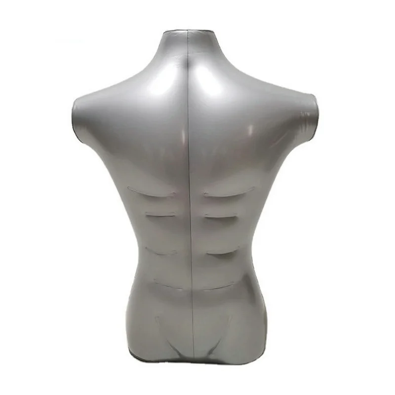 Body Inflatable PVC Mannequin Plastic Male Inflatable Men Torso Form Mannequin Model Shape Model Silver Display Free shipping