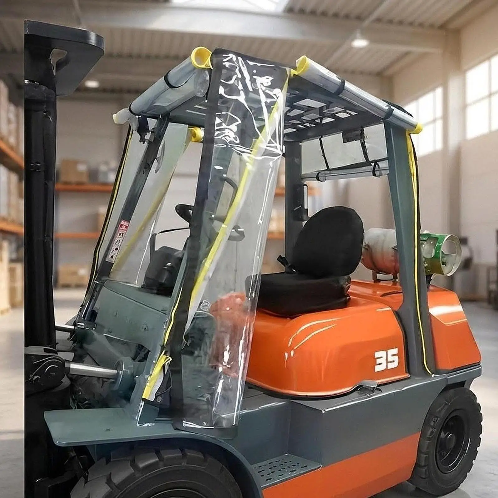 Transparent Forklift Cabin Cover PVC All Weather Safe Shelter Quick Install Dust Rain Protector for Small Digger Operations