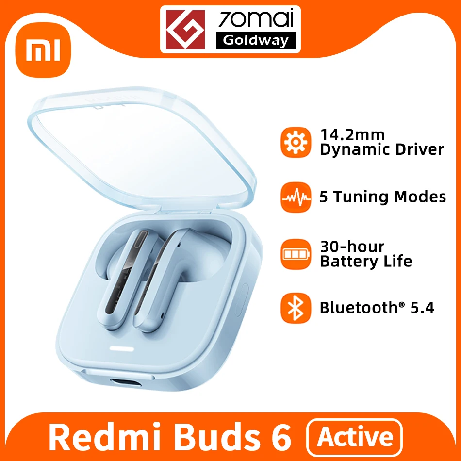 Xiaomi Redmi Buds 6 Active -auriculares inalámbricos Redmi Buds 6, cascos TWS activos con Bluetooth 5,4, batería de larga duración de 30h, 5 modos de sintonización, antiviento y ruido