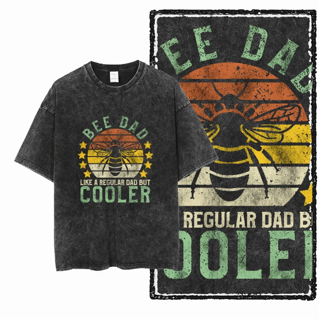 

Bee Graphic Kind Slogan Vintage Washed Oversized Black Men's T-Shirt Retro Distressed Unisex Casual Streetwear Tshirt Tee