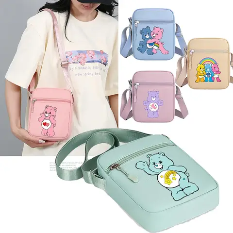 Cute Care Bears Shoulder Bag for Women Anime Crossbody Bags Boy Girl Kawaii Canvas Square Messager Women Travel Sport Gift