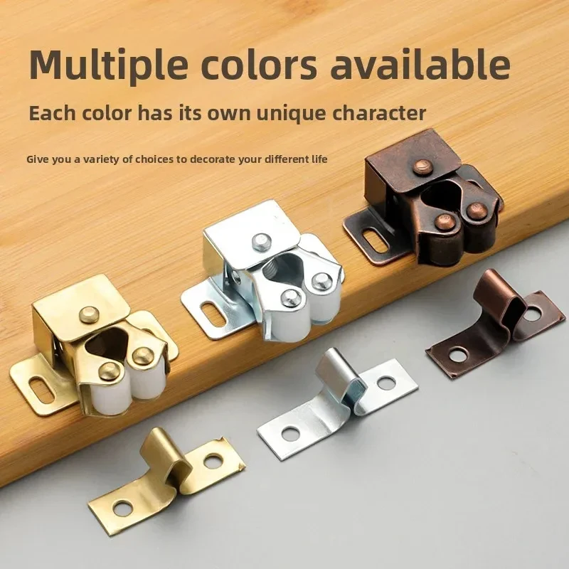 Magnetic Touch Bead Spring Door Buckle Dual Wheel Press Type Latch For Wardrobe Low Foot Cabinet Household Furniture Hardware