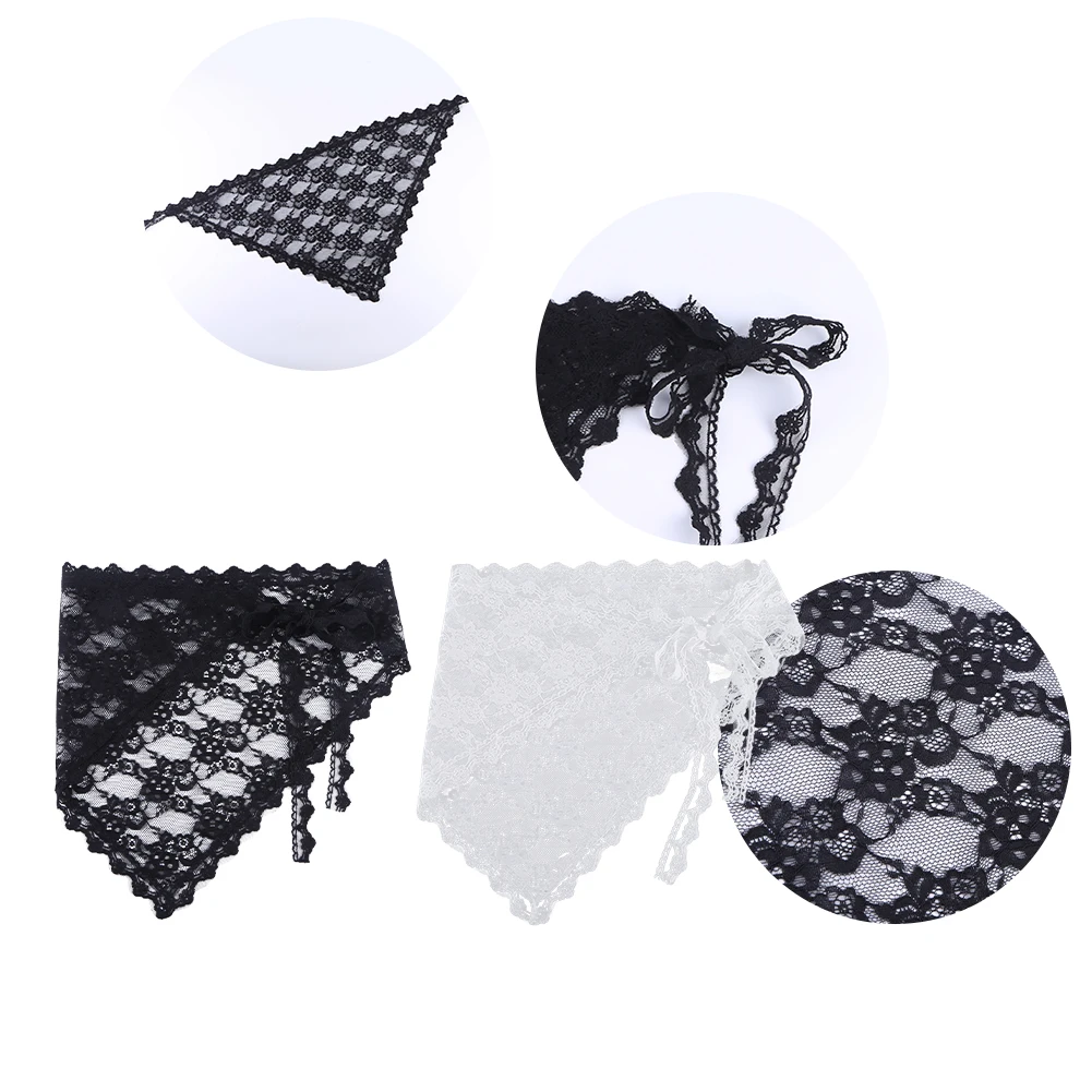 

Lace Butt Curtain Skirt with Tie Up Soft Lace Patchwork Apron Multi-Purpose Ruffles Tulle Headscarf for Daily Wear Dating School