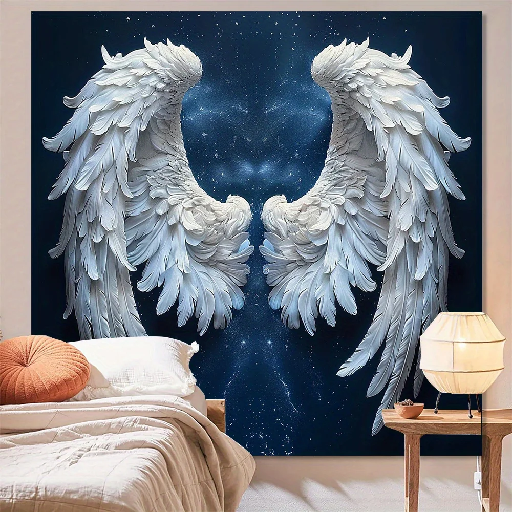 Starry Night Angel Wings Backdrop - Versatile Polyester Banner For Outdoor, Scene & Party Decorations