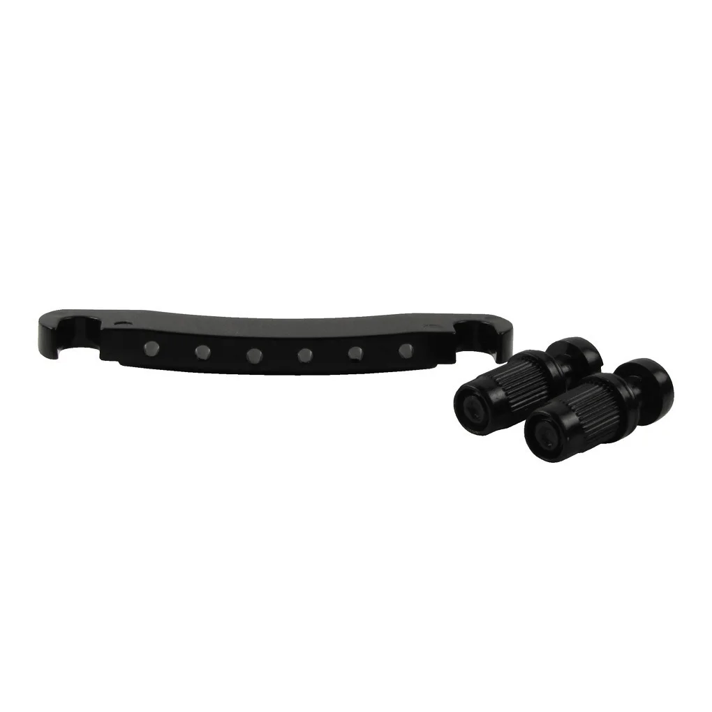 FLEOR 1 Stück LP Saitenhalter Stop Bar Saitenhalter Metall E-Gitarre Teile, Chrom/Schwarz – Detail 5