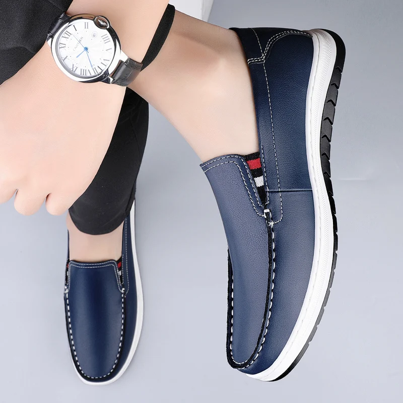 

Brand Men Business Party Leather Shoes Soft Sole Comfortable Flats Walking Loafers Shoes Outdoor Slip-on Anti Slip Driving Shoes