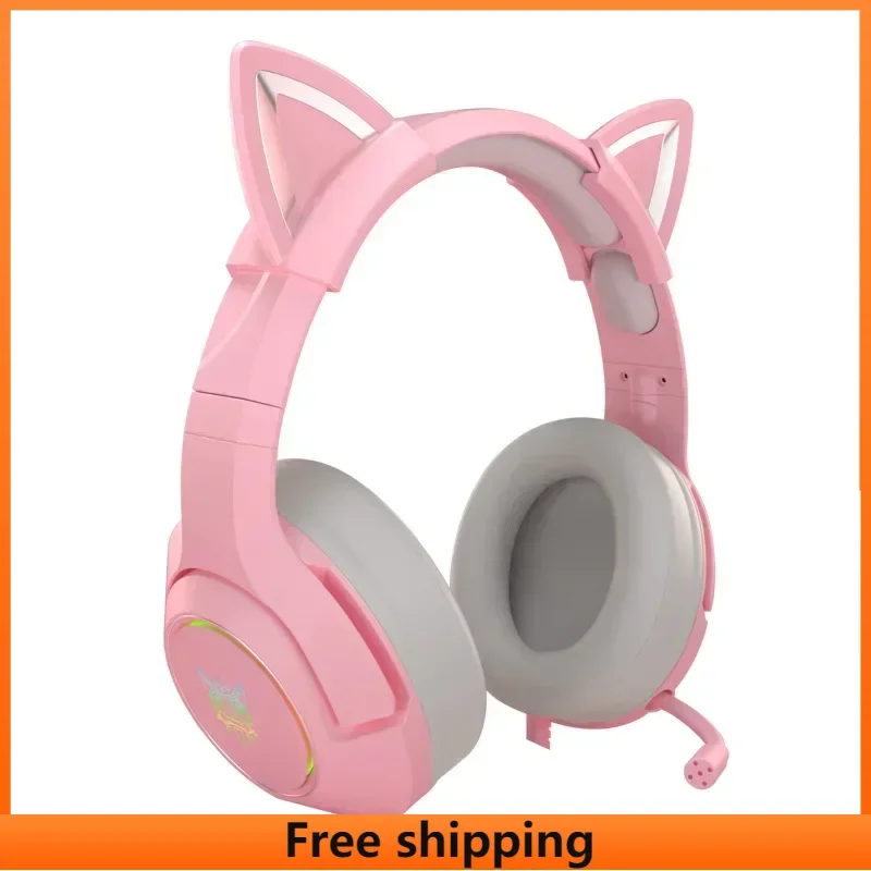 

K9 Cat Ear Bluetooth Headset Wired Computer Head-mounted E-sports Noise Canceling No Latency Gaming Bass Surround Headphone