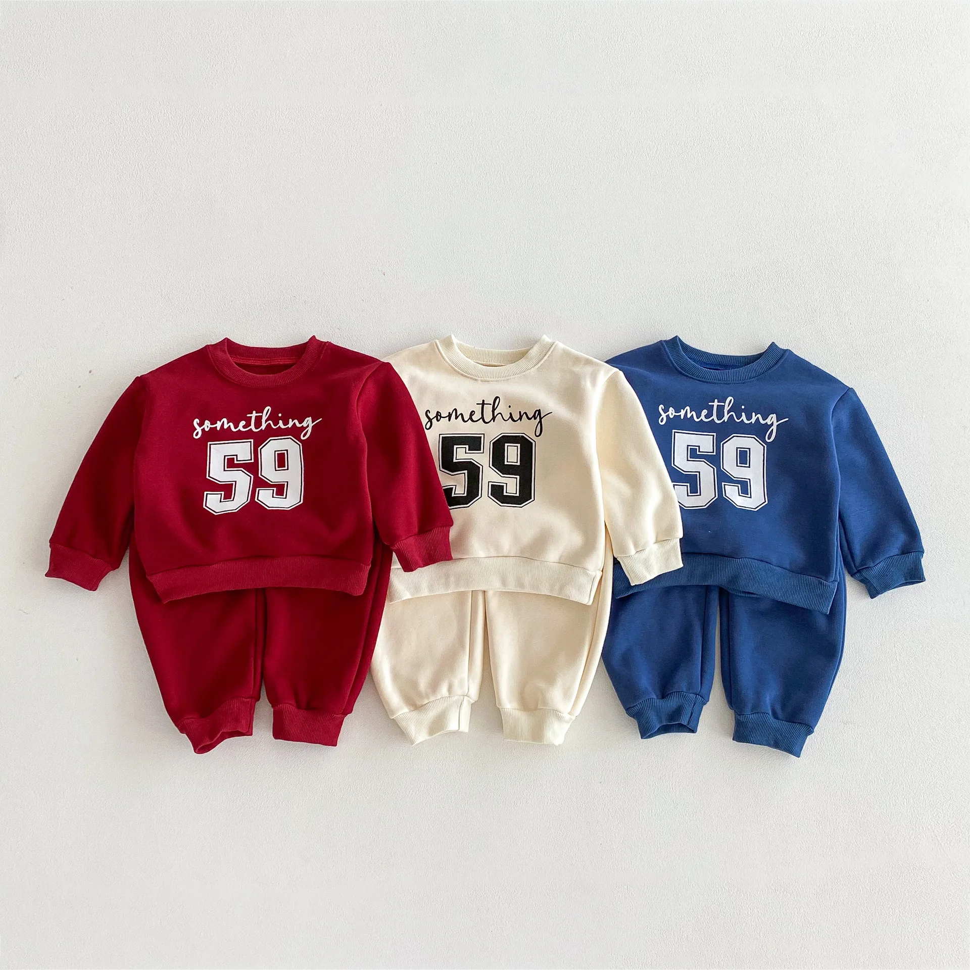 

2025 Winter New Children Plus Velvet Thick Clothes Set Boys Girls Fleece Letter Sweatshirt + Pants 2pcs Suit Kids Warm Outfits