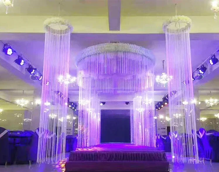 

New wedding props iron ring background frame line curtain ceiling wedding decoration silk flower stage