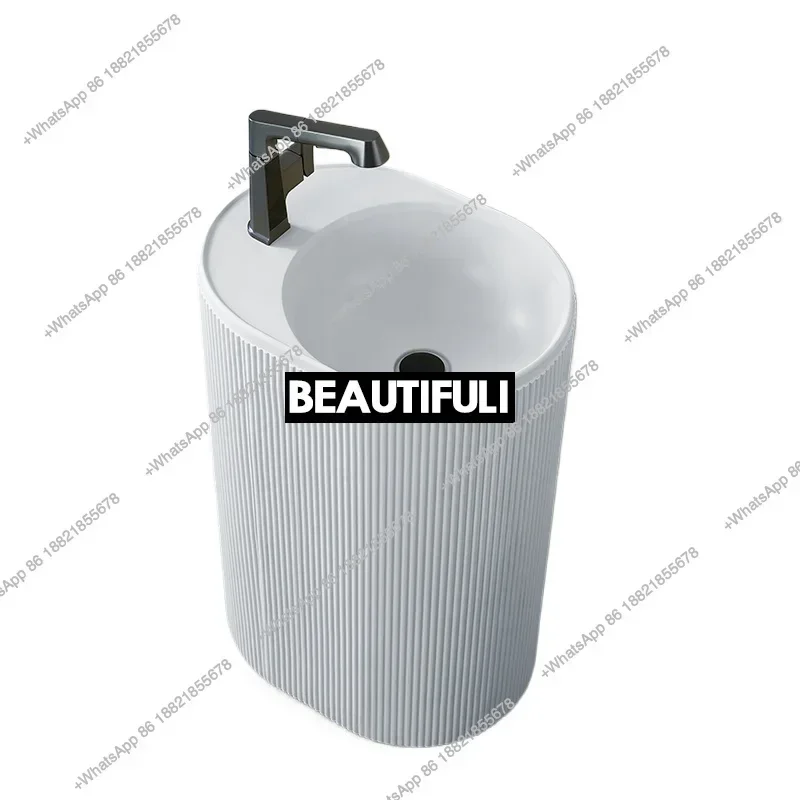 

Z136 Интегрированная напольная раковина от пола до потолка, раковина-колонна для виллы, овальная раковина