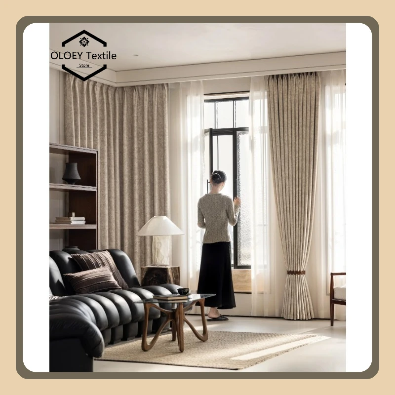 

Luxury Blackout Curtains Wool Velvet French Medieval Style Jacquard Chenille Vintage Custom Made for Bedroom Living Room