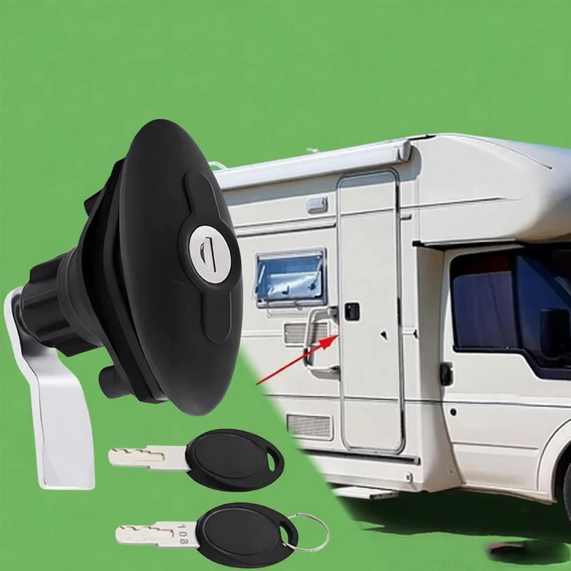 Caravan T-Handle Lock with 2Keys Kits for Caravan Motorhom RV Cabin Door Lock Compression Seal Lock Luggage Flat Cabin Door Lock