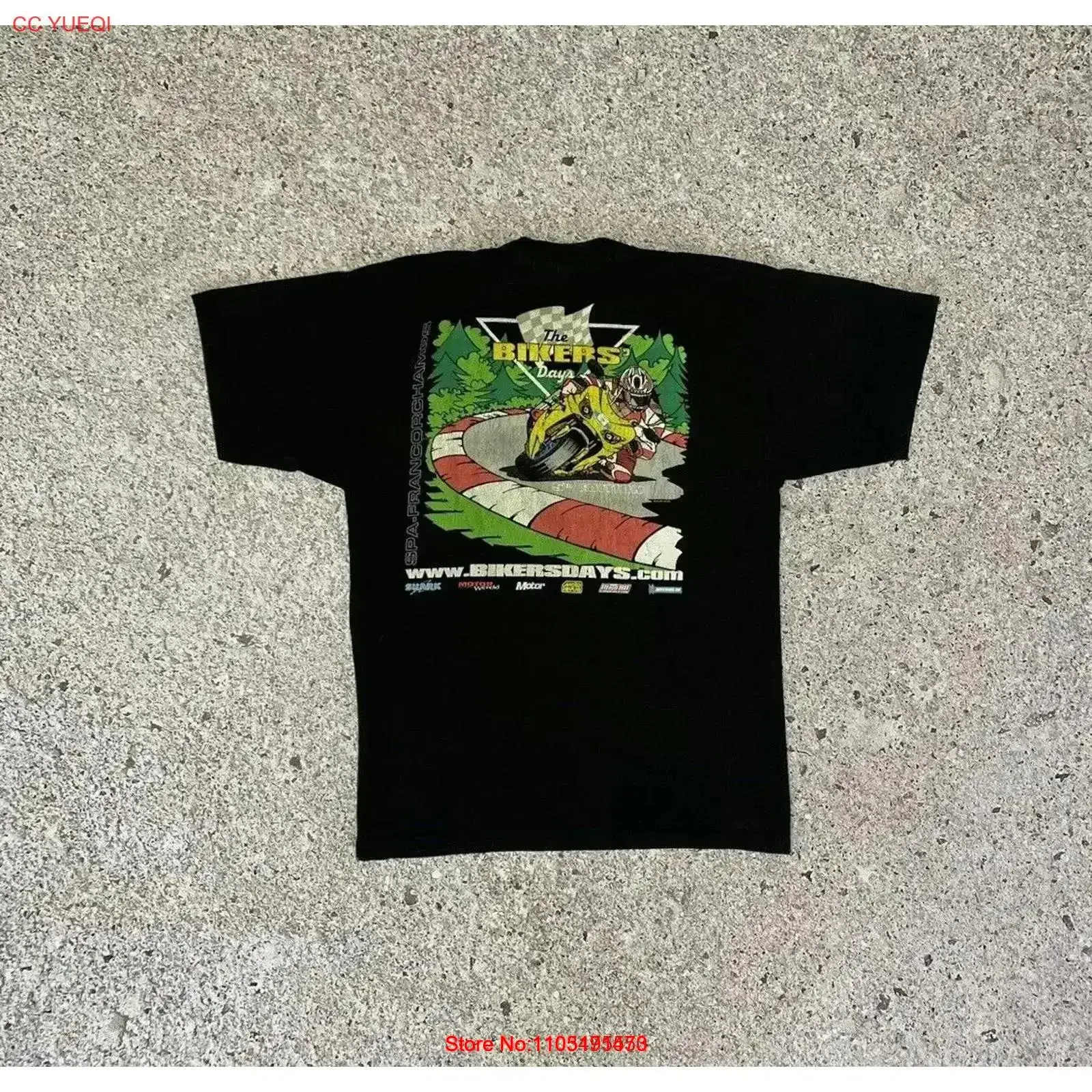 Vintage 90 s The Bikers Days SPA FRANCORCHAMPS 2003 Black Men Racing T shirt L Washed Soft Stretched homme vintage Washed