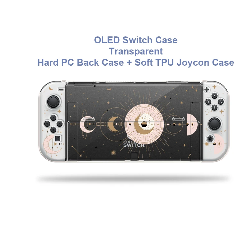 Funda Nintendo Switch Oled Cover Case Transparent White Moon Phase Dockable Protective Sofe Shell For Switch Controller Joy-Con