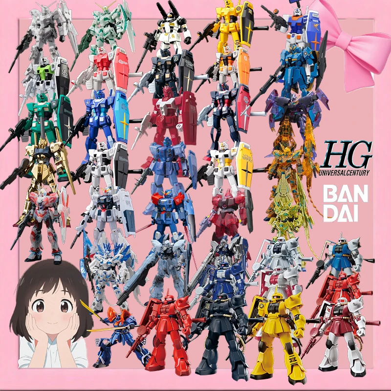 

Bandai Original HGUC GUNDAM RX-0 Unicorn Destroy Mode & RX-77-2 RX-78-2 Painted Model Kit Toys Gifts For Kids
