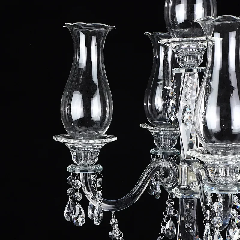 European Crystal Candlestick Windproof Wedding Centerpiece Hotel Table Decoration Flower Arrangement for Auditorium Event