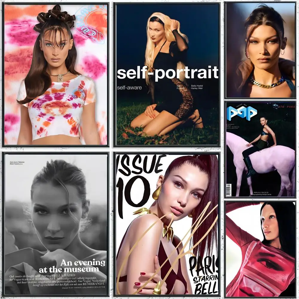 Model Bella Hadid Poster Self-adhesive Living Room Bedroom Party Bar Decor Moisture-proof Fade-resistant