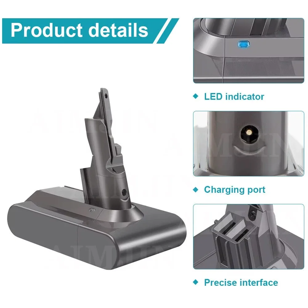 

Powerful For Dyson V7 Battery 21.6V 4.8/6.8/9.8/12.8ah Li-lon Battery For Dyson V7 Battery Tier Pro Vacuum Cleaner Replacement