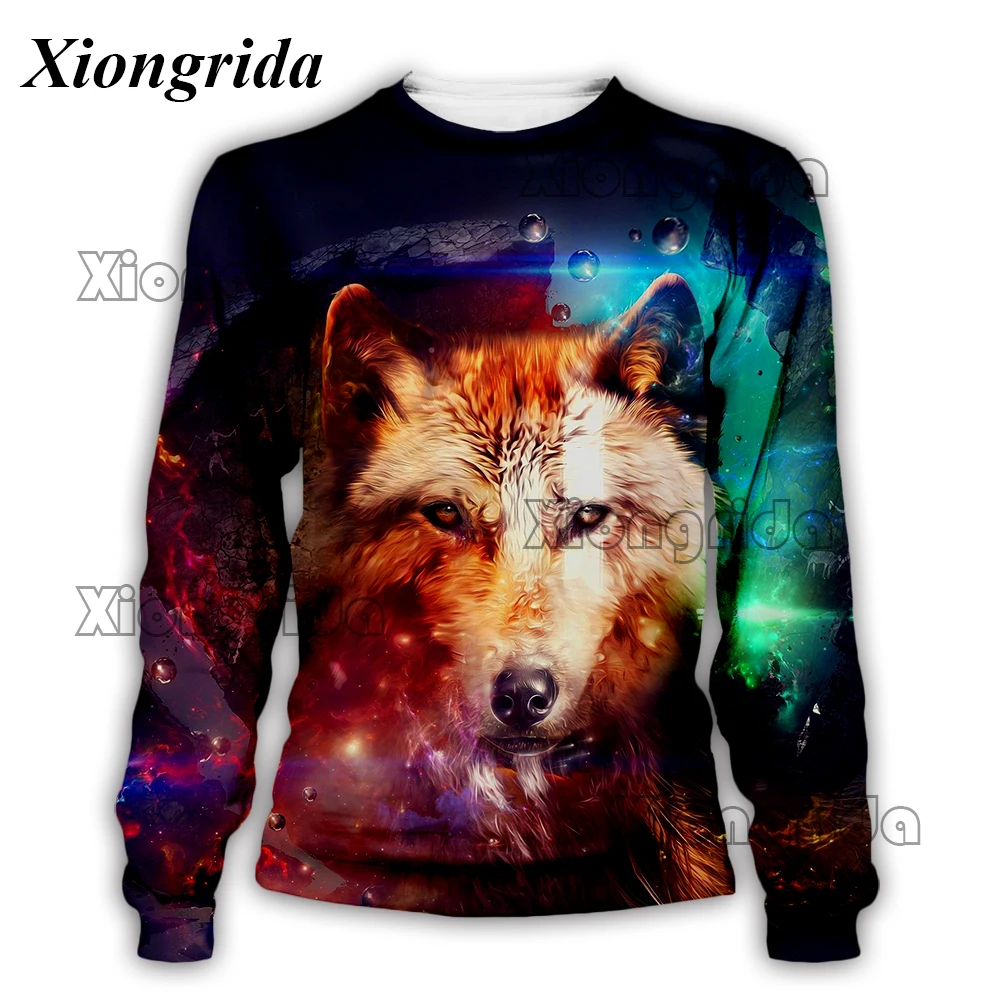 

Wolf Print Sweatshirts Mens Animal Printed Hood Casual All Over Print Unisex Pullover Fashion Coat Hooded Top