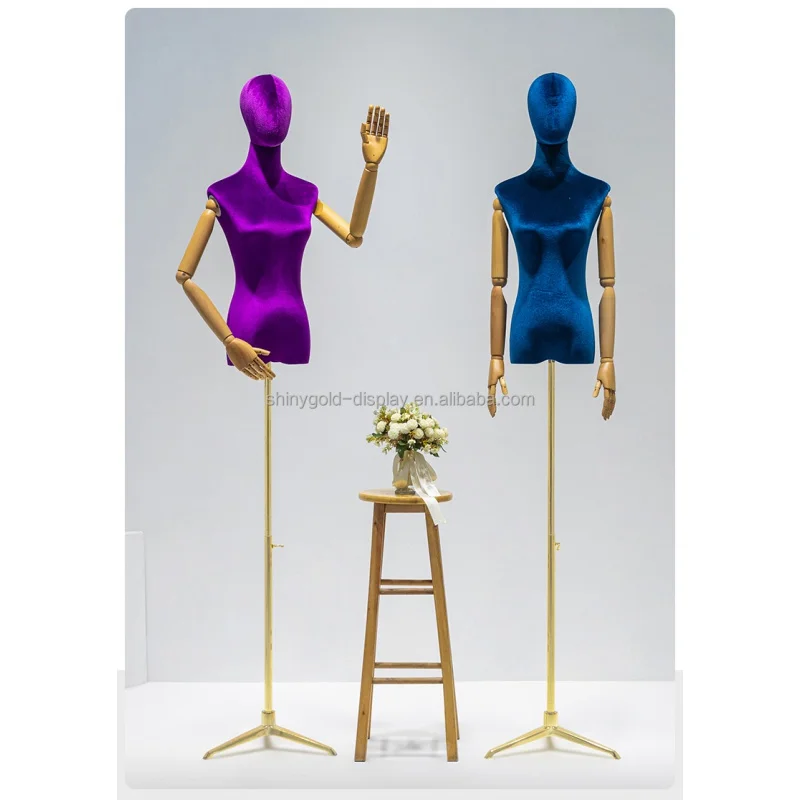 CustomColor Velvet Mannequin Props Female Half Body Clothing Store Window Dummy Mannequin  Wedding Dress Display Stand