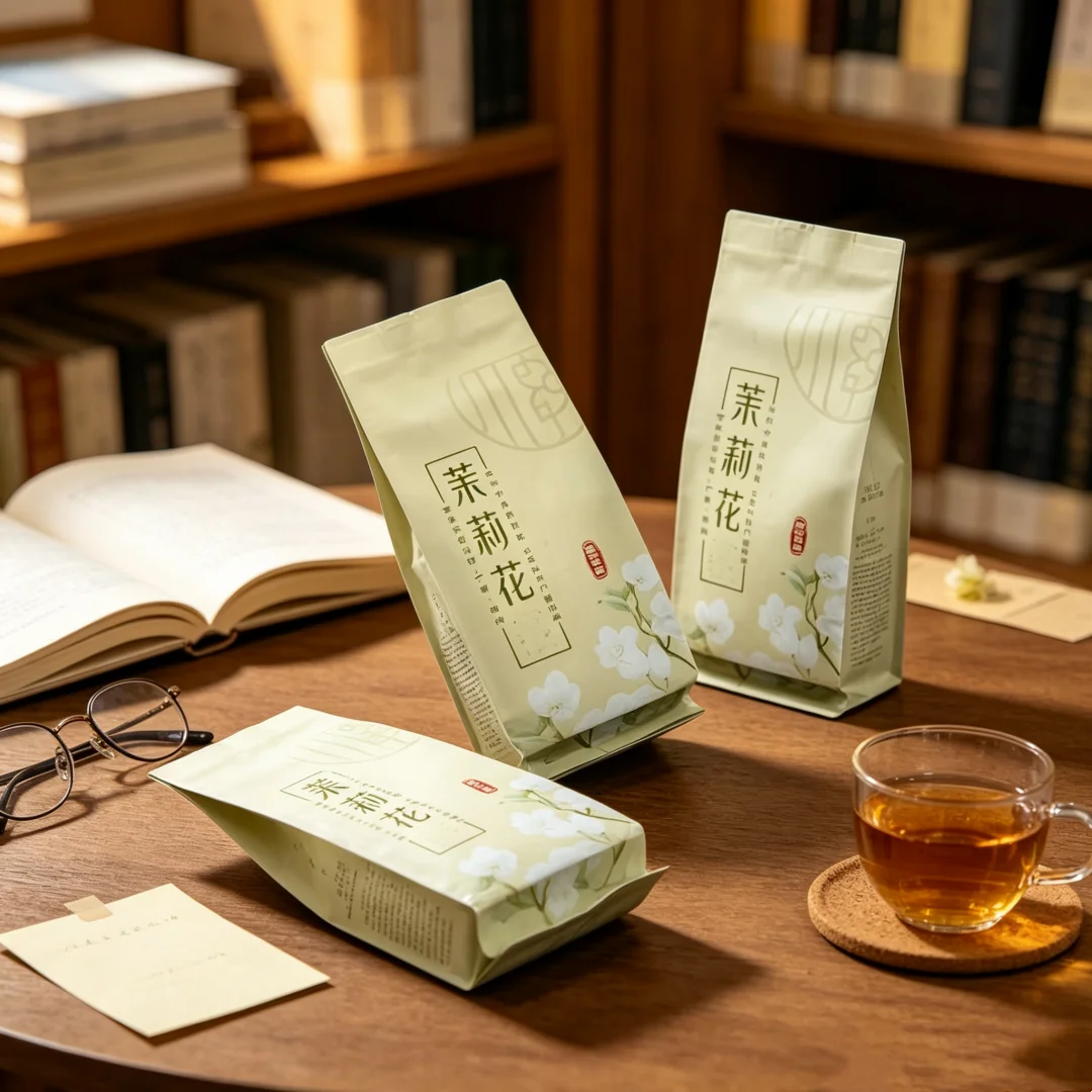 Real Chinese Jasmine Flower Tea Set Bags S/M/L 250g/500g Classic Jasmine Green Oolong Tea Aluminum Foil Bags Recyclable Sealing