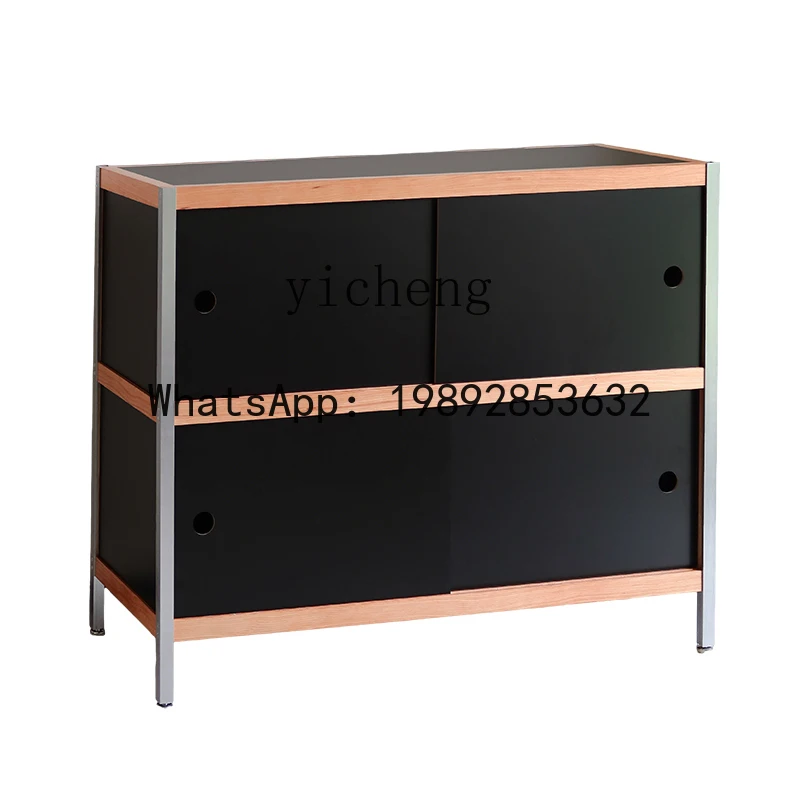 AA  retro dining side cabinet mobile sliding door sundries apartment storage bookcase short combination