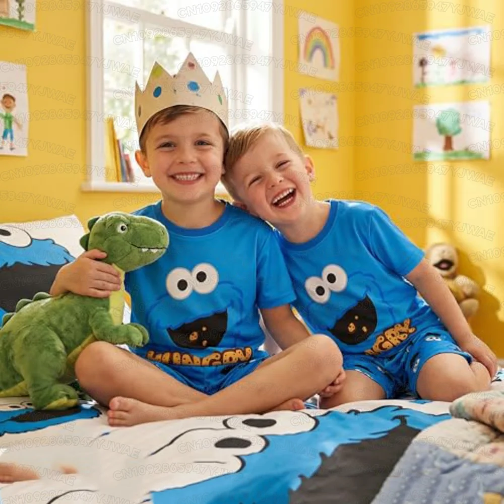Get Trend Sesame Street Children's Set 2-Piece Summer with Short Sleeve T-Shirt+Shorts Comfy Sleepwear Boy Gift Set