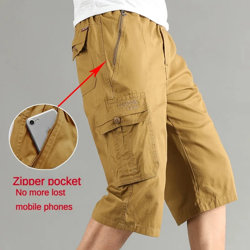 

New Summer Men's Cargo Shorts Comfortable Cotton Zipper Pocket Shorts Fishing Hiking Bermuda Beach Jogging Shorts Men's Climbing