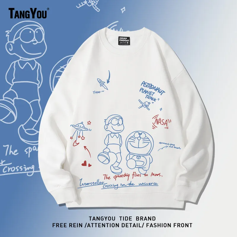 

Retro Cartoon Bear Couple Hoodies Loose Long Sve Casual Sweatirts for Men Women Autumn Winter Faion Student Clothes