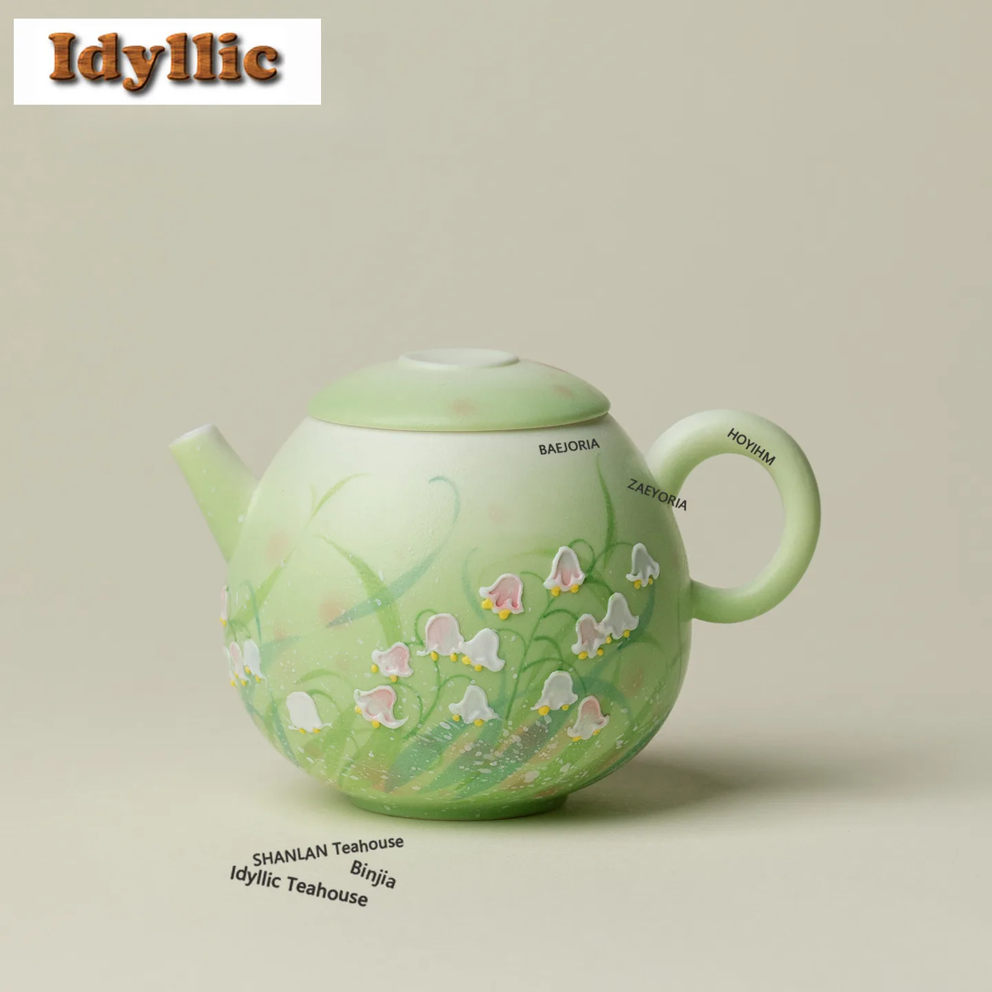 HOYIHM 140ml Aono Hand-painted Lily Dragon Egg Teapot Retro Tea Infuser Pot Tea Soaking Kettle With Ball Hole Teaware Decoration