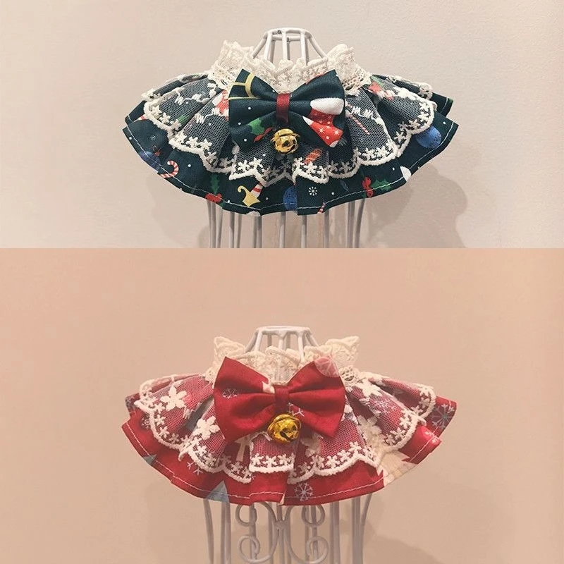 

Christmas Lace Pet Bandana Cute Small Dog Cat Bib Scarf Soft Adjustable Holiday Festive Pet Neckwear Decor Gift