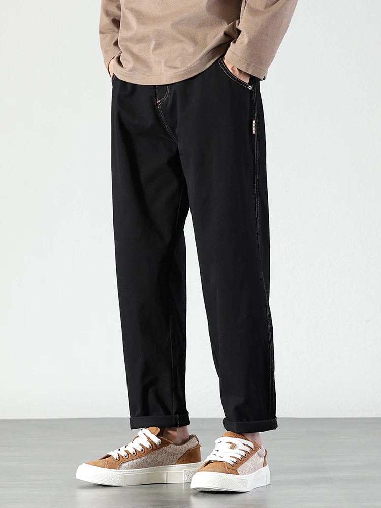 

Bla Pure Cotton Men's Casual Pants Elastic Waed Cone ape Long Trousers 2024 New Sle mid Youth Faion Ci Life