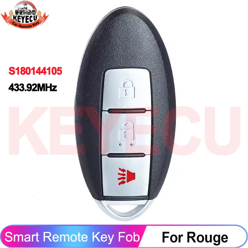 

KEYECU S180144105 для Nissan Rogue 2014 2015 2016 2017 2018 KR5S180144106 умный 3-кнопочный дистанционный брелок 433,92 МГц 4A чип
