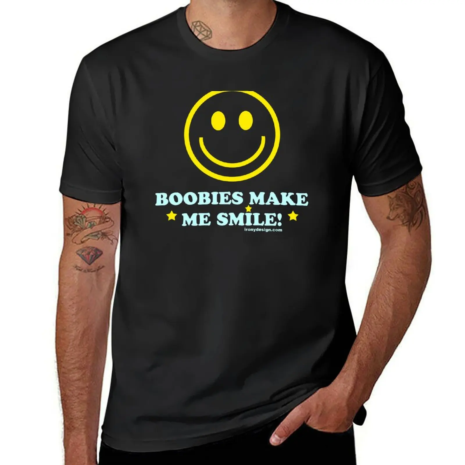 

Boobies Make Me Smile Dark T-Shirt tops summer tops Men's clothing