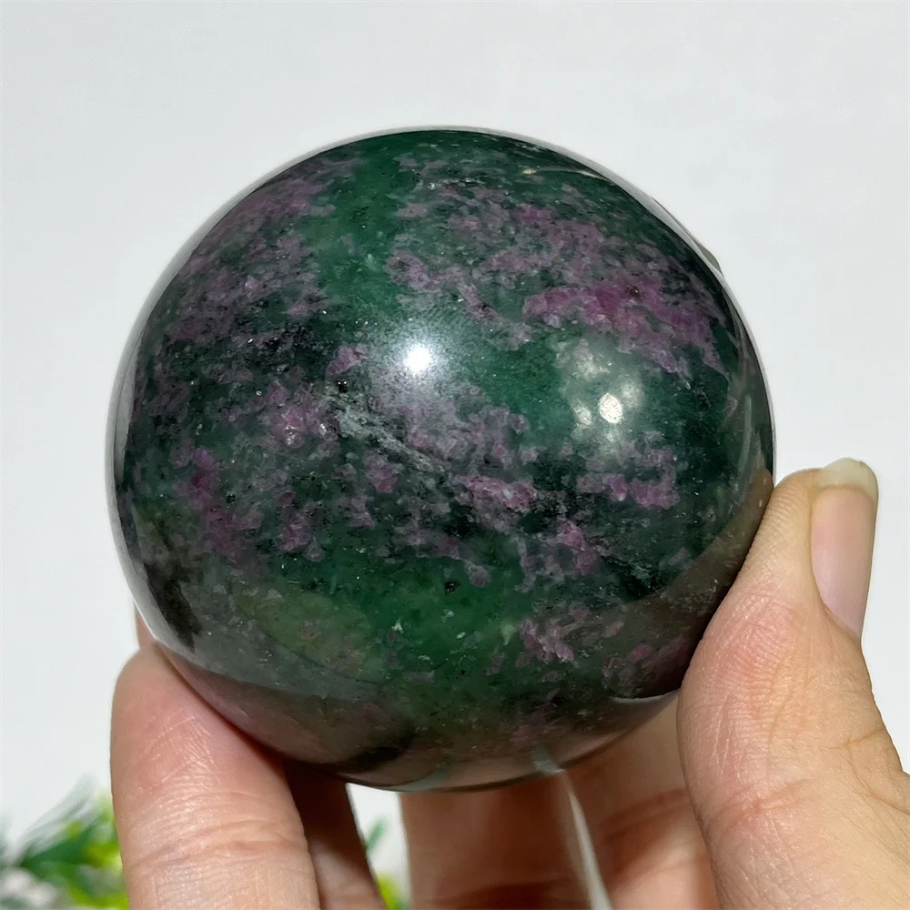 Ruby With Zoisite Sphere Ball Tourmaline Natural Crystal Minerals Geode Energy Home Decoration Reiki Healing Gemstone+Stand