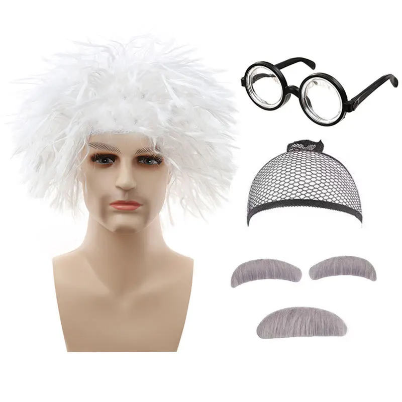 

Bestselling Cosplay Einstein Wig Bearded Eyebrows Old Professor Dress Up Set Stage Performance Costumes Accessories